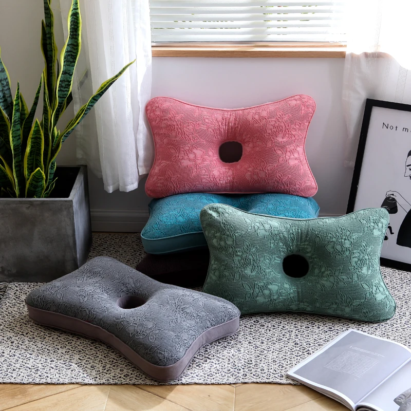 

Single-Hole Ear Pillow for ly with Buwheat Hull Core Pure Color Waed Cotton Cover Sp Aid Ear Protection Pillow