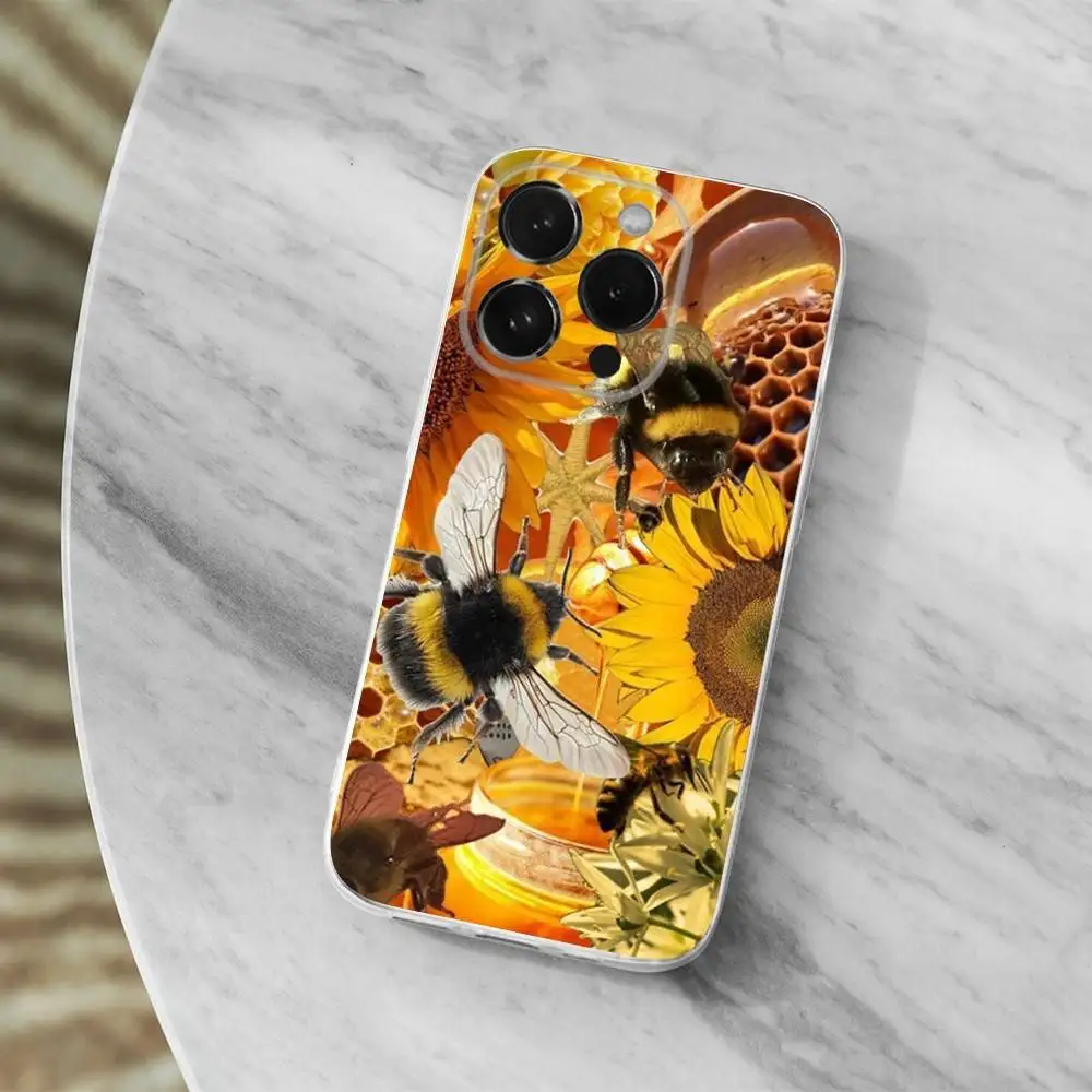 Cute Honey Bee Phone Case For iPhone 16,15,14,13,12,11,17 Pro,Max,Plus,X,XS,XR,SE,Mini Transparent Soft Cover view 4