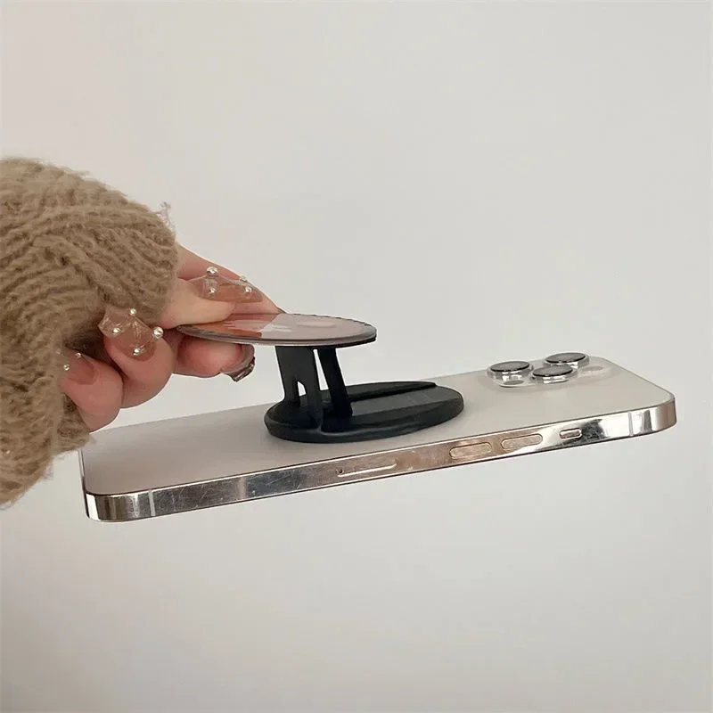 Cartoon Magnetic Folding Black Phone Stand for IPhone 11 12 13 14 15 16 Pro Max Holder Mount Support for Galaxy S24 Ultra