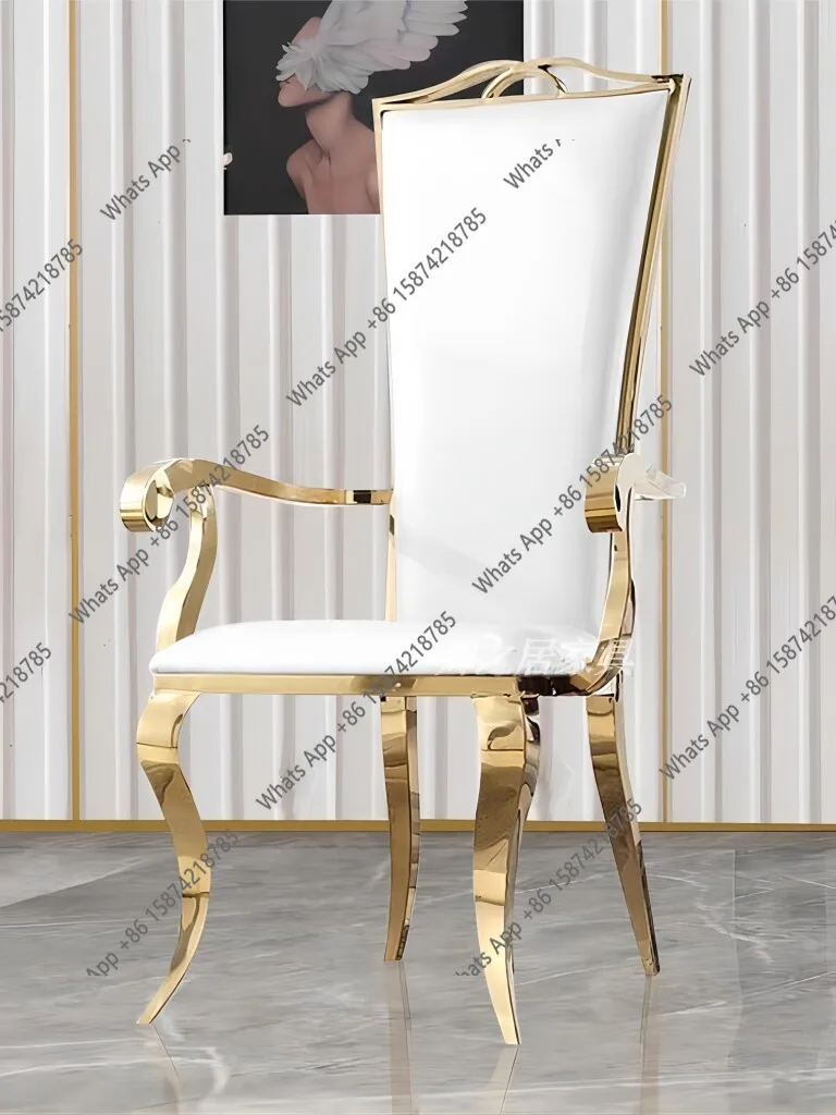 Light luxury stainless steel gold armchair simple Nordic single backrest casual sales office armrest negotiation leather chair