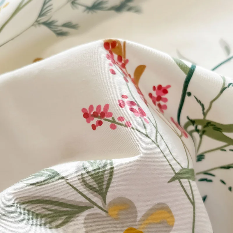 Sábana de cama de algodón 100% para niños y niñas, ropa de cama con estampado de flores, doble parte superior, tamaño individual, Queen y King, 1