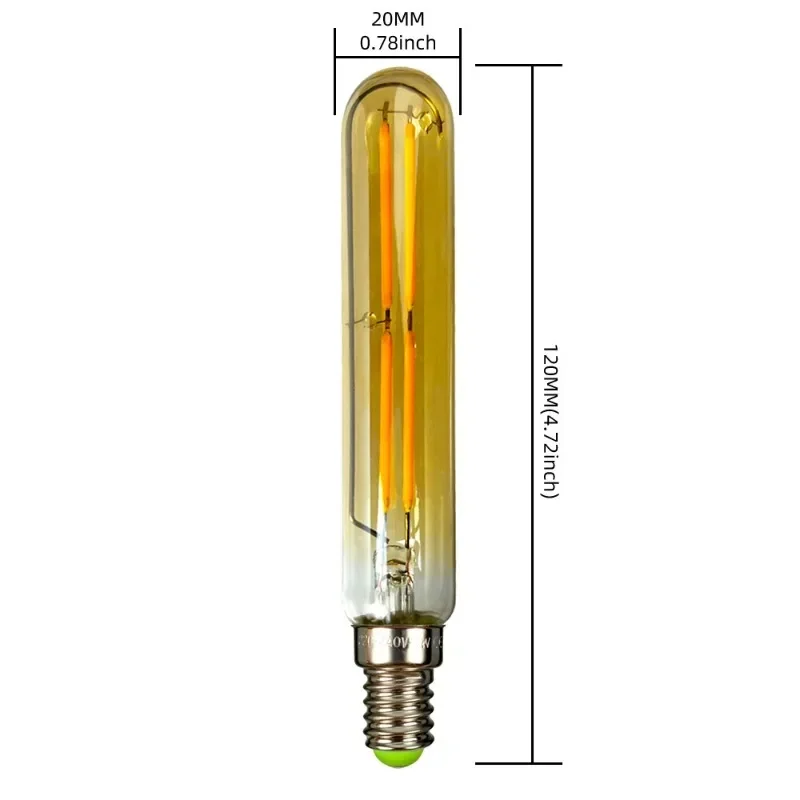 Bombillas LED tubulares de 2 piezas, bombilla de filamento largo Vintage, E14, regulable, Edison, Retro, para lámpara colgante de araña