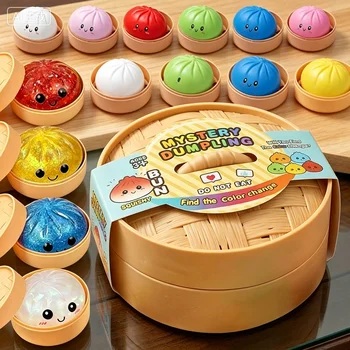 Steamer Box Dumpling Squishy Toy - Soft TPR Dough Ball Sensory Decompression Fidget, Stress Relief Gift Random 1/2/3/4pcs