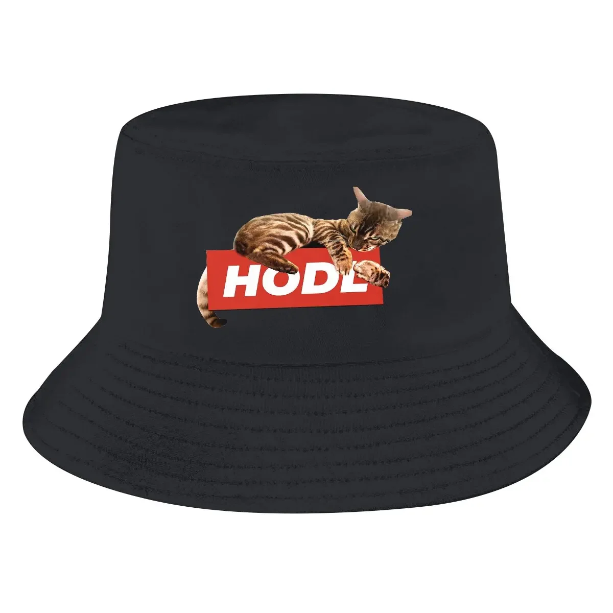 

Bitcoin Crypto Bucket Hat Cat Hodl Your Men's Women's Fisherman Cap Hip Hop Beach Sun Fishing Hats