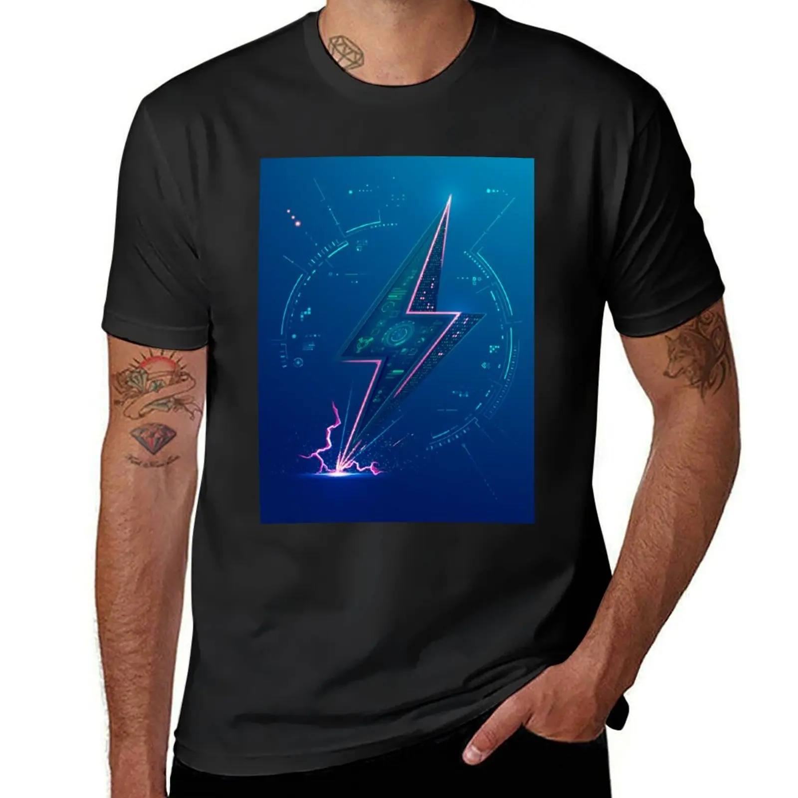 futuristic lightning cyber thunderbolt 3D T-Shirt sublime tops anime plus size tops oversized t shirt men