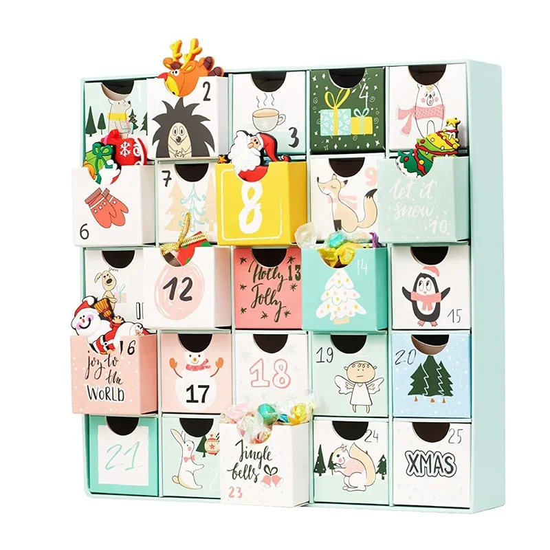 2025.Custom 12 Days 24 Days Cosmetic Makeup Jewelry Crystal Stone Eye Lashes Collection Box Christmas Countdown Advent Calendar