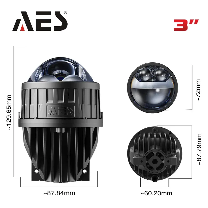 3 Inch Factory FX-3 Dual Three-colors BI LED Car LED Fog Lamp Lens Waterproof 12V Wide Pattern for Universal Cars