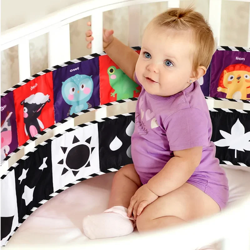 Montessori Sensory Cloth Book Baby Toys 0-36 Months Newborn Crib Baby Book Black White Colorful Animal Cloth Books Baby Gifts