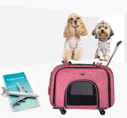 

Carry Cart Draw-bar Box Dog Stroller Carrier for Pet Travelling Dog Pet Knapsack Walking Shopping Trolley Large dog Kennel Parm