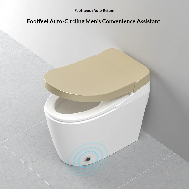 Luxury Gold Smart Toilet With Heated Seat, Auto Flush & Bidet,S-trap Floor Mounted,Modern Design,Factory Price view 2