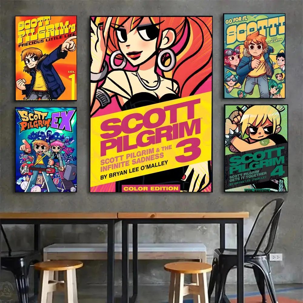 movie comedy S-Scott Pilgrim Vs. The World Poster Painting Wall Art Mural for Living Room Home Decor and Gifts