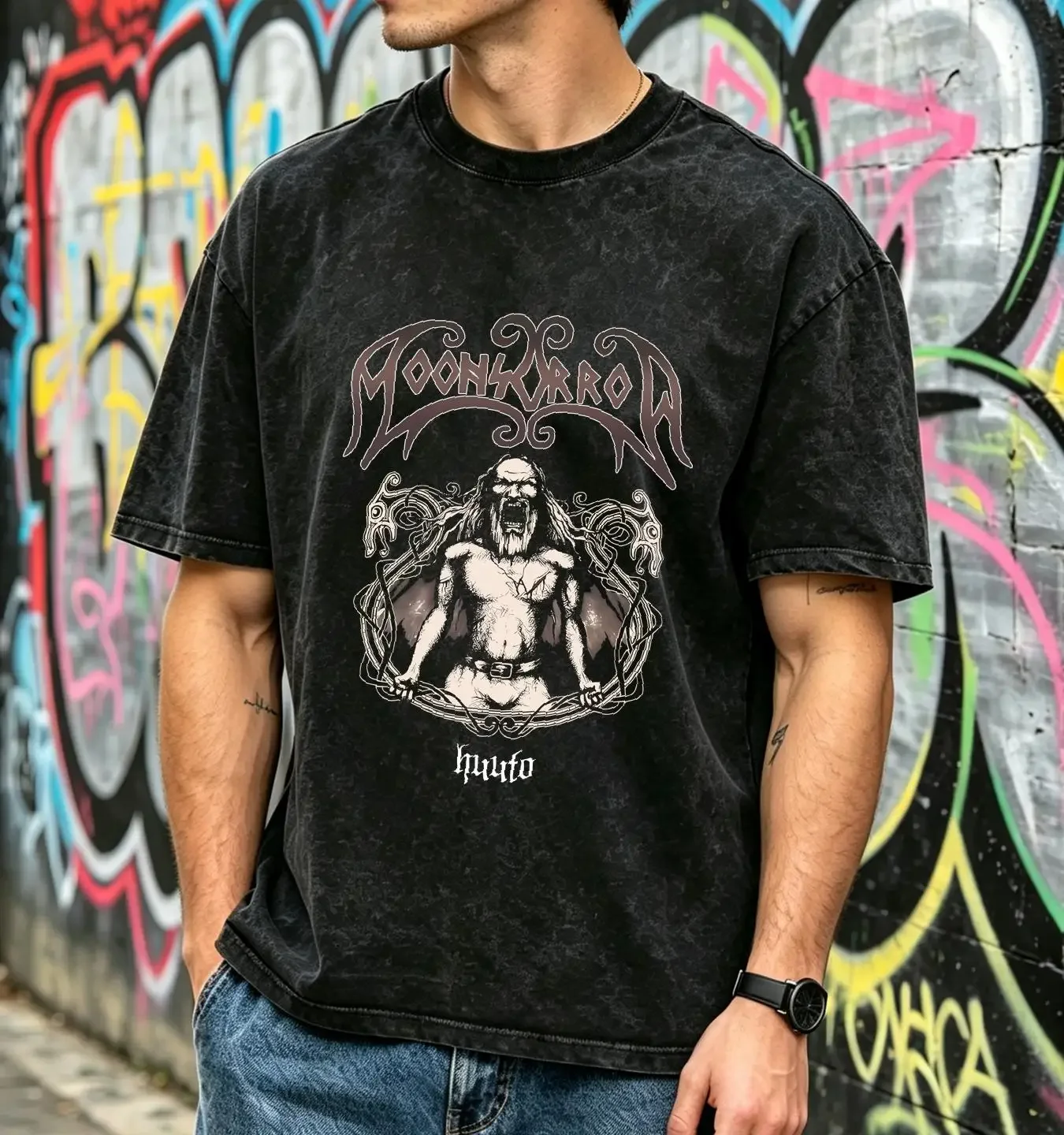 washed T Shirt MOONSORROW Huuto XL Azarath The Chasm Inquisition Urgehal Urfaust long or short sleeves vintage Washed homme