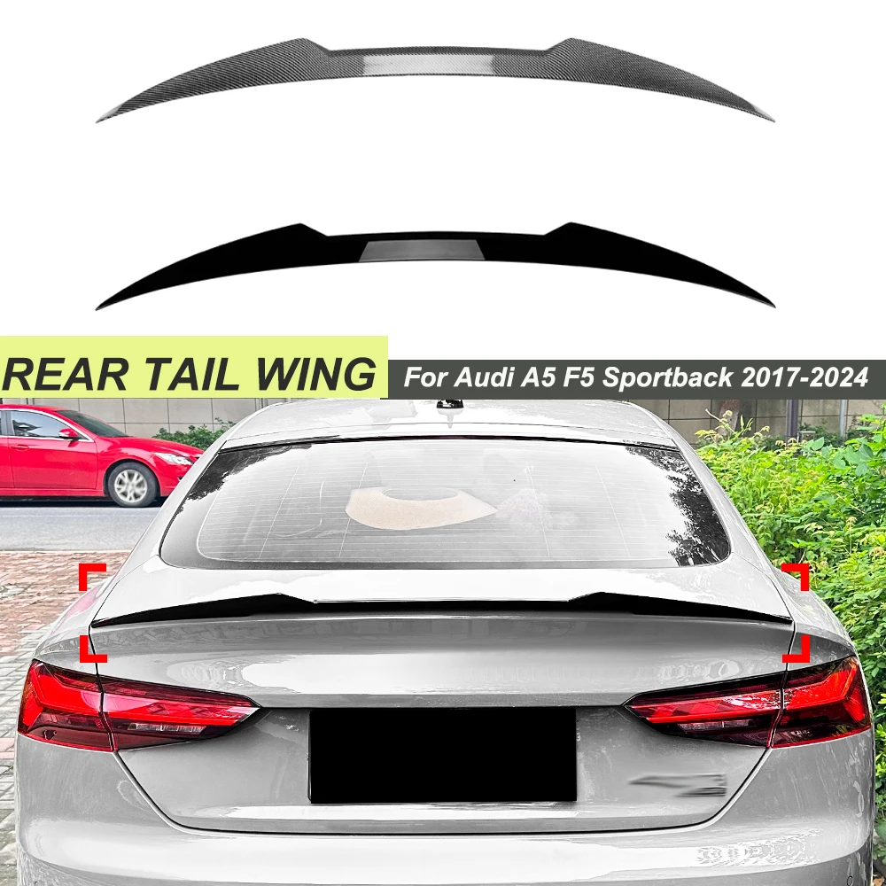 For Audi A5 F5 Sportback 2017-2024 M4 Four Door Glossy Black Rear Top Tail Wing Spoiler Car Body Kit Modification ﻿