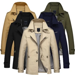 2024 Men Spring Business Solid Color Cotton Lapel Jacket Men Autumn Comfortable Outdoors Casual Fashion Windproof Jacket Male