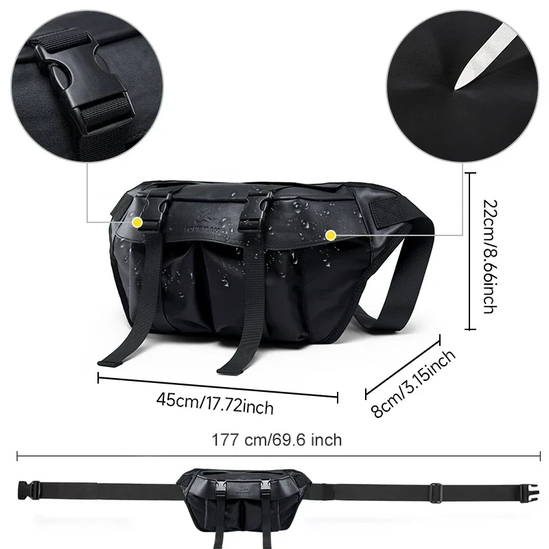 High Quality Trend Men\'s Cross Body Bag iPad Zip Waterproof Fashion Designer Chest Bag Daily Sport Cycling  Sling Shoulder Bag