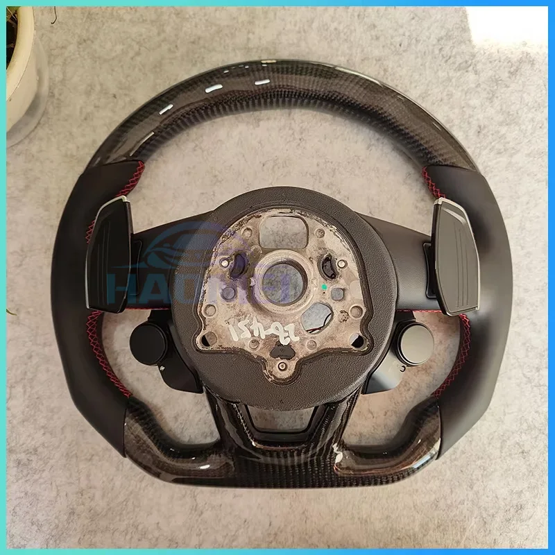 LED Carbon Fiber Steering Wheel, Suitable For Audi A3 8Y A4 B9 RS3 RS4, Equipped With MultifunCtional Buttons And One Key Start