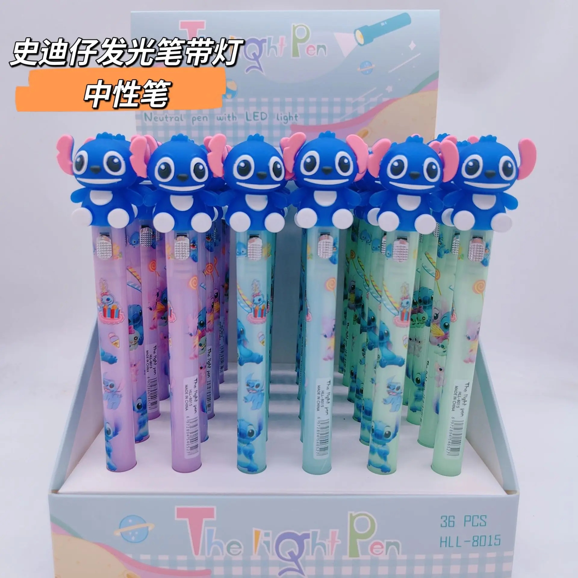 Stylos gel Disney Stitch pour enfants, six couleurs, patch de dessin animé, 0.5mm, noir, stylo de signature, fournitures scolaires, outil d'écriture de bureau, aléatoire, 1 pièce