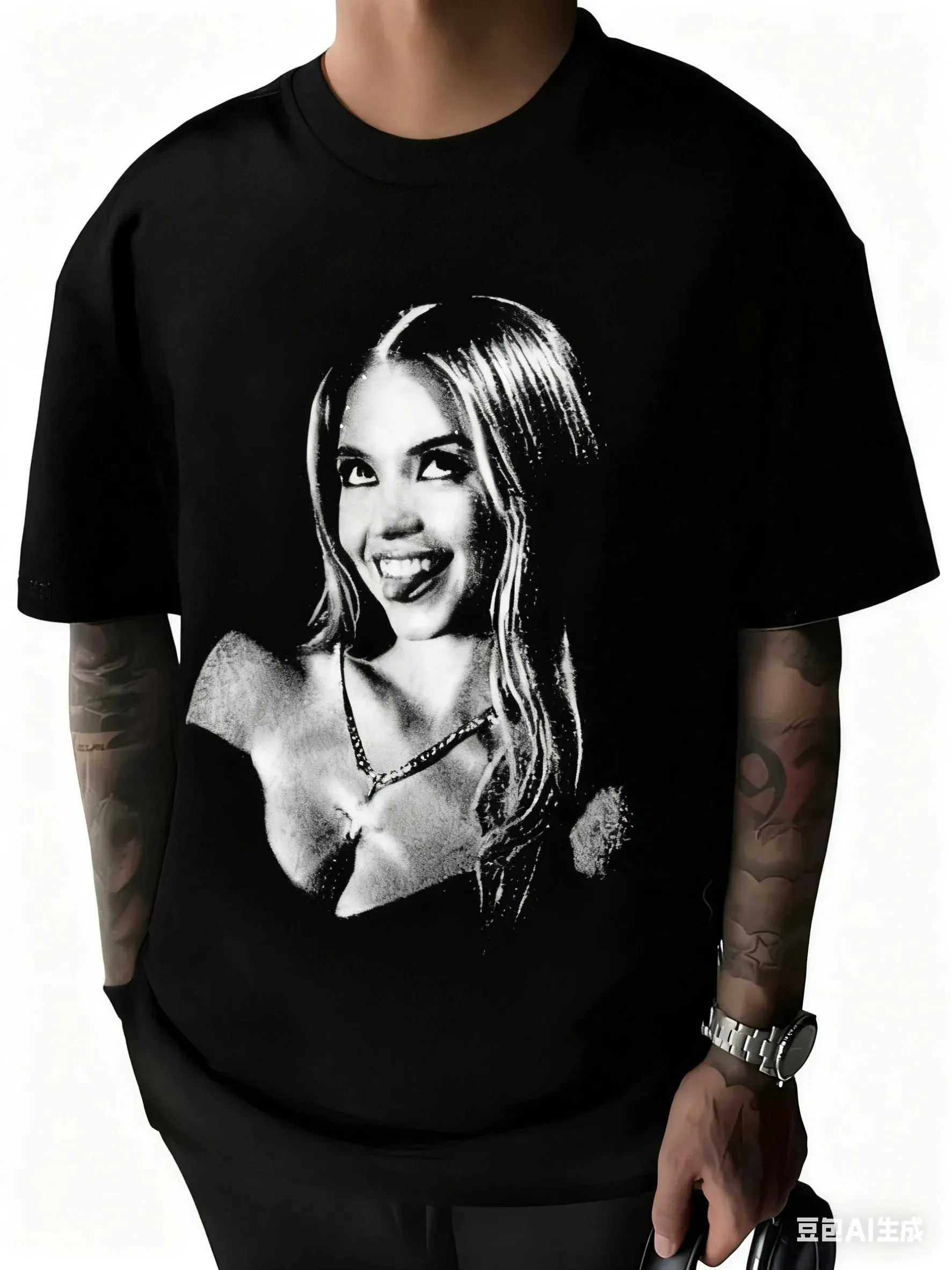 سيدني سويني W01 الجرافيك تي شيرت مطبوع الرجال قصيرة الأكمام تي شيرت قصير الأكمام الجولة الرقبة عادية القطن المتضخم تي شيرت