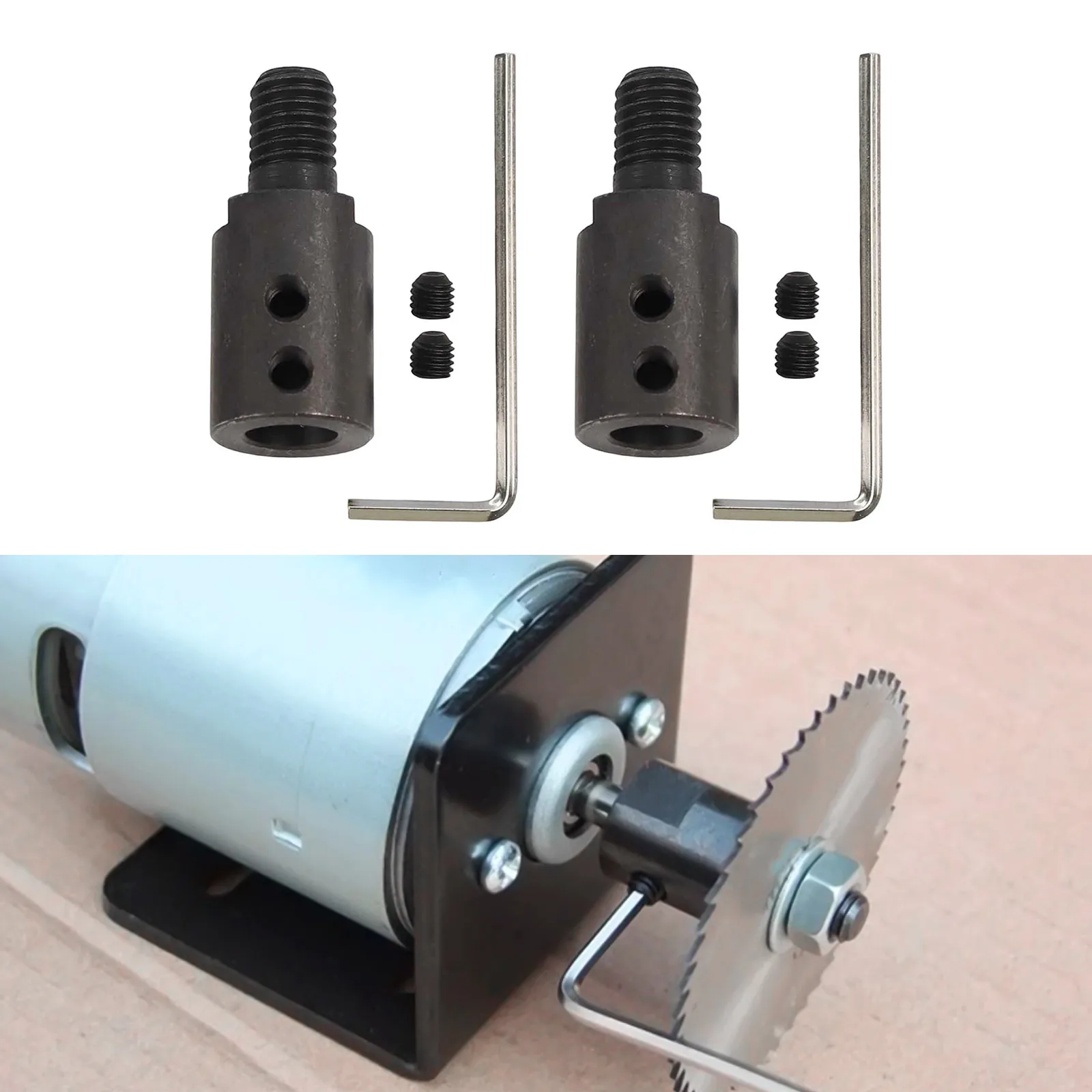 2 Set Steel Saw Blade Connecting Rod 5-14mm M10 Adapter Saw Blade Connecting Shaft Screws Wrench Kit Angle Grinder Accessory