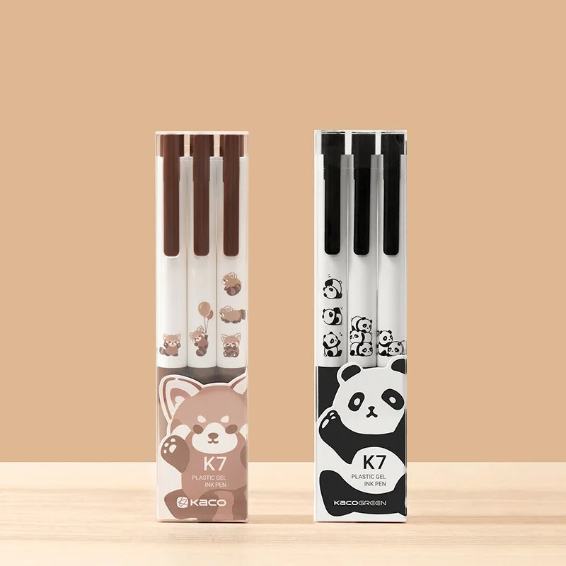 Kaco Cute Panda Gel Pen Set ,0.5mm Quick Drying Smooth Writing Signature Pen, Kawaii Learning Stationery Supplies For Cat Lovers