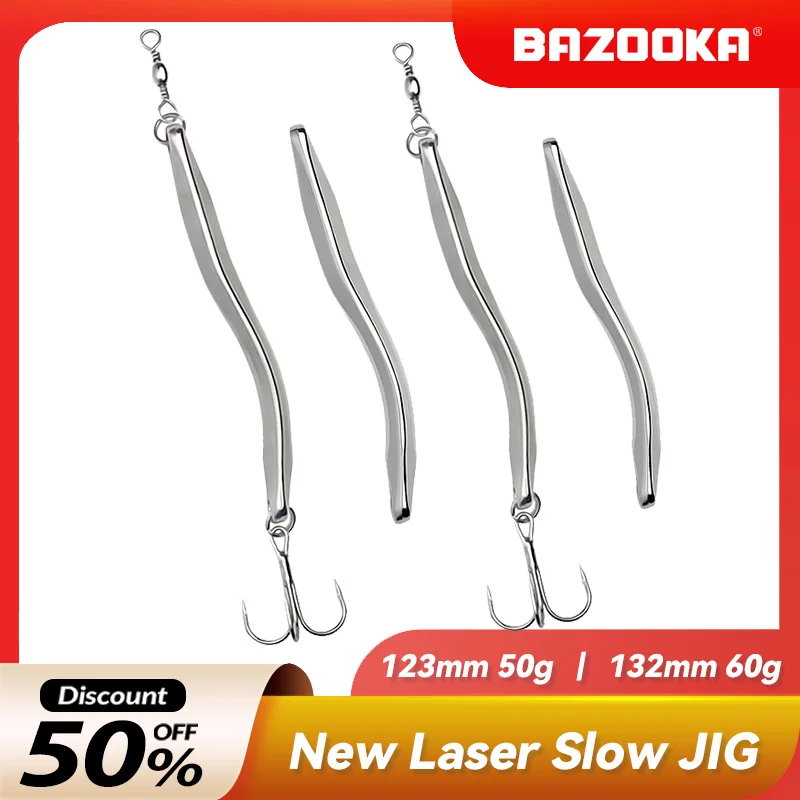 Bazooka Sea Winter Bait Jigging Metal Fishing Lure Metal Spinner Spoon Artificial Hard Lead Sinking Slow Jig Fast Pumping Pike