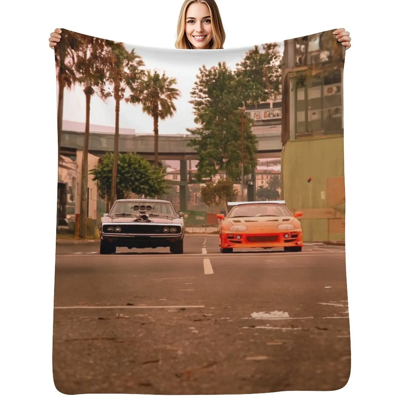

Fast & Furious 1 - Wallpaper - Poster Throw Blanket Decorative Throw Bed linens funny gift Blanket