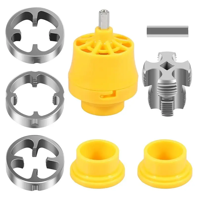 [ABFI!】 PVC Thread Maker Tool For Electric Drill, Dies Pipe Threader Plumbing Tool, PVC Pipe Threading Plumbing Kit