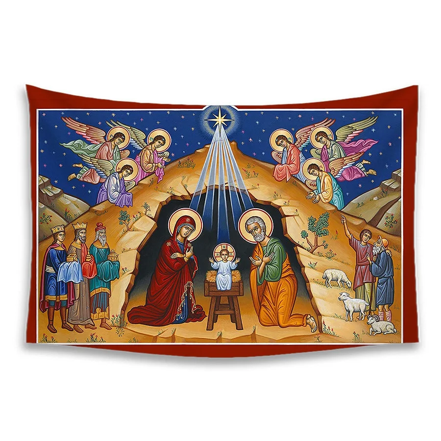 Christian Nativity Religious Style Cover Wall Tapestry Jesus Wall Hanging Tapestry Son of Heaven Fashion Home Decor Poster