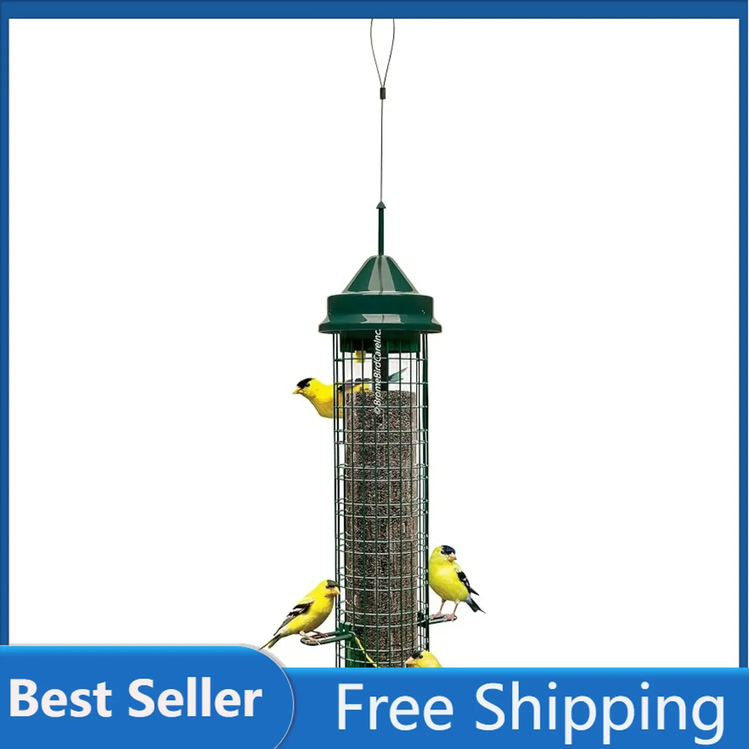 Squirrel Buster Finch Squirrel-proof Bird Feeder W/4 Metal Perches & 8 Feeding Ports 2.4-pound Thistle/Nyjer Seed Capacity