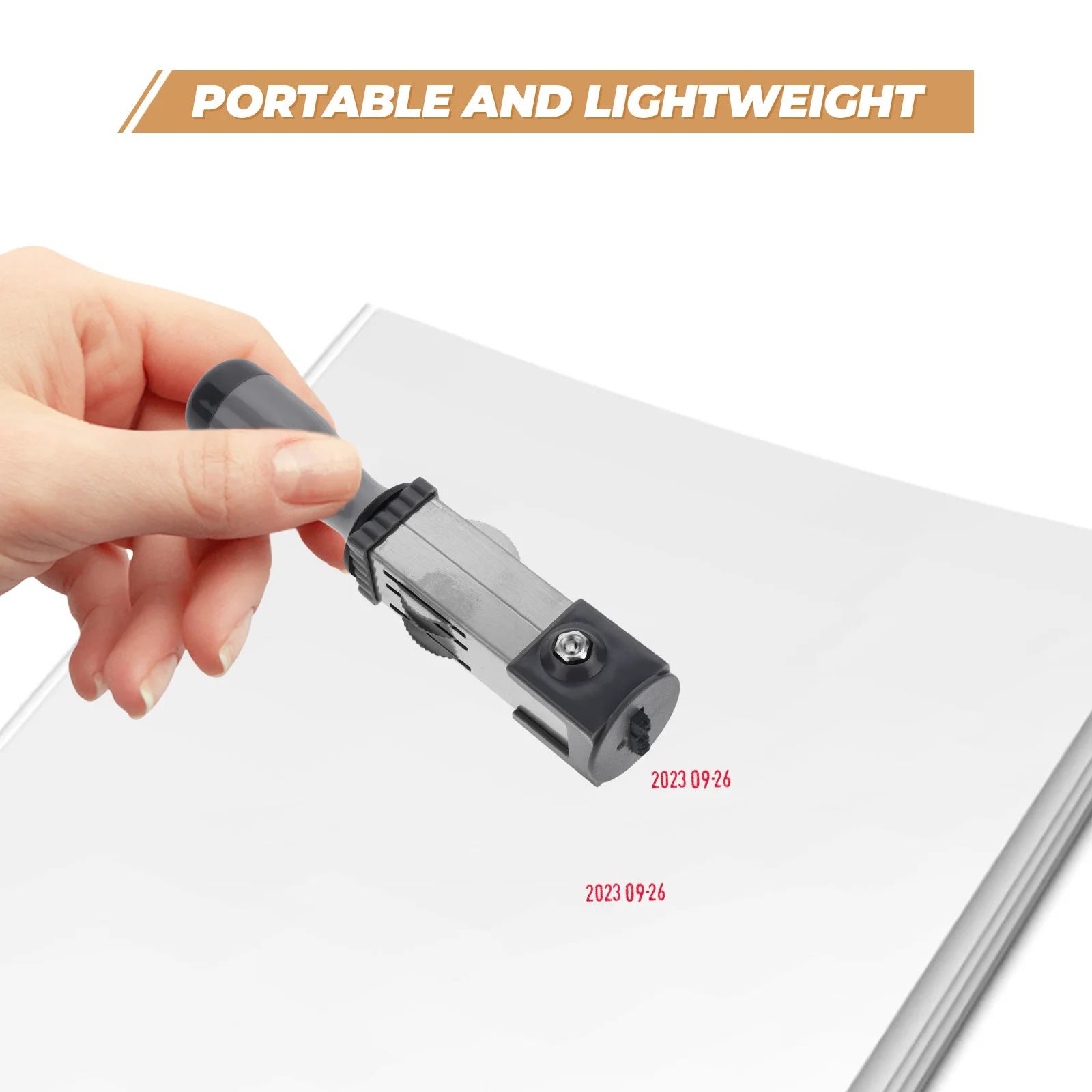 Stamper Handheld portátil pequeno da data, material do selo da data, tempo PP Metal, uso diário, 21mm