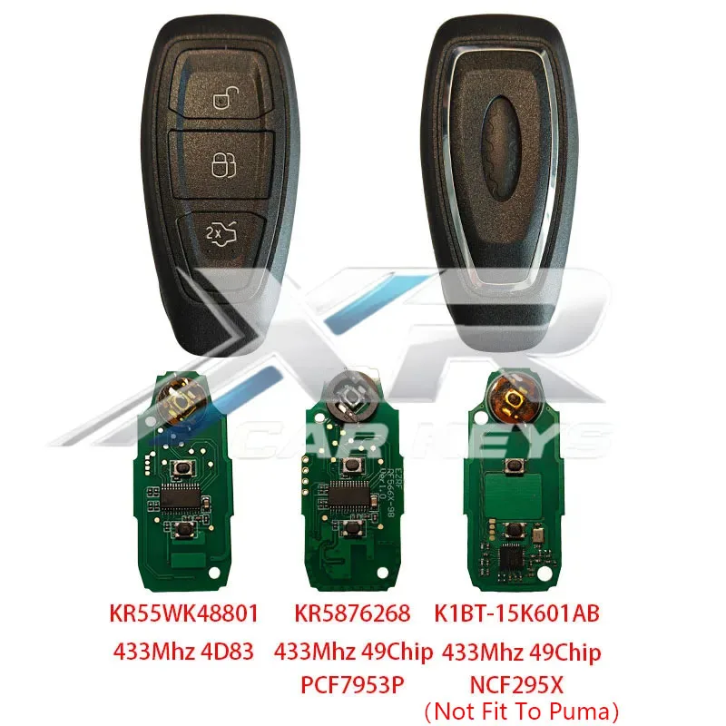 KR55WK48801 KR5876268 K1BT-15K601AB Smart Remote Car Key For Ford Kuga Fiesta Focus Grand C-Max 433Mhz 4D83 ID49 Keyless Go