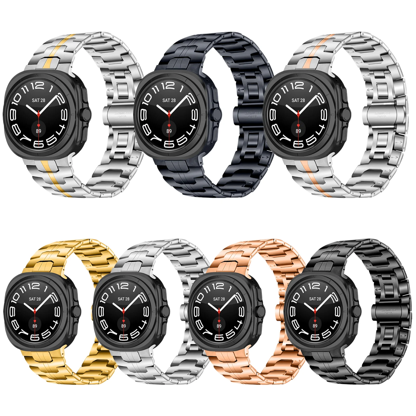 For Samsung watch ultra stainless steel smart watch with 47mm iron man butterfly buckle adjustable