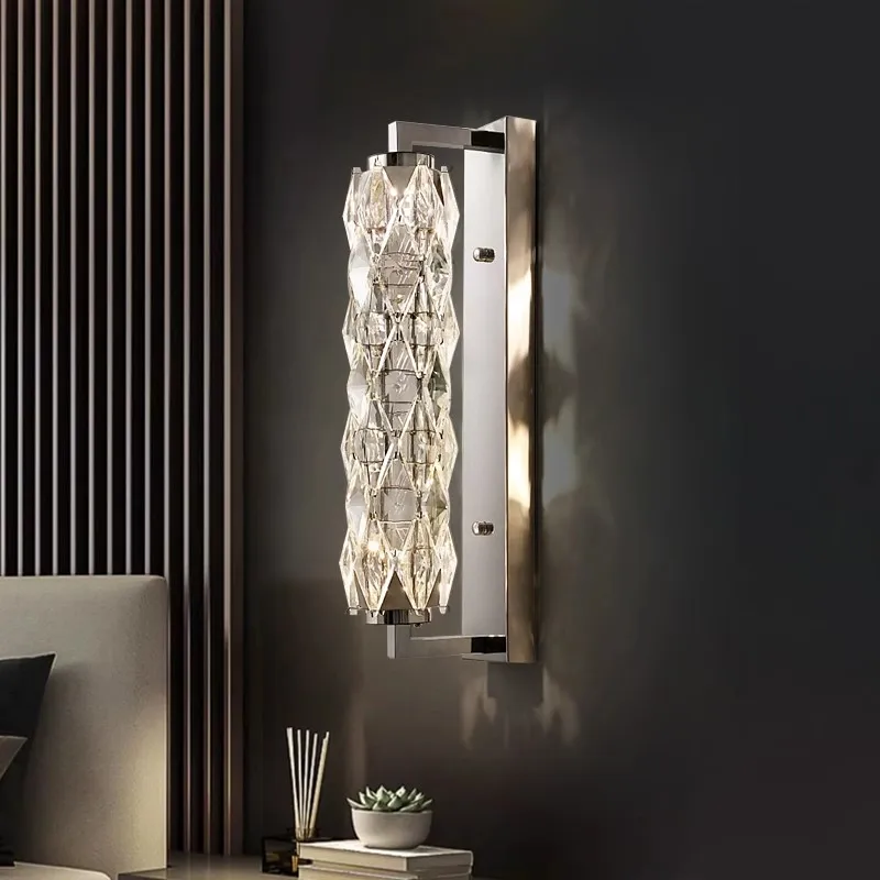 Modern Luxury Crystal Wall Lamp Eye-Friendly Home Decor Suitable for Hotel Bedroom Bedside Living Room Study Indo