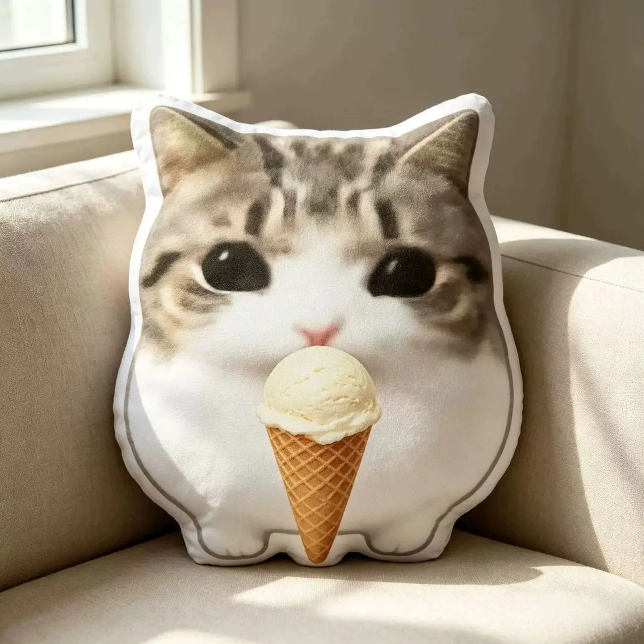 Cone Hat Cat Plush Pillow Crying Angry Themes 10/40cm Soft Printed Tabby Cushion for Bed Comfort Novelty Gift Decor