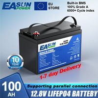 EASUN POWER 12V 24V 100AH 200AH LiFePo4 Lithium Battery Pack 100A BMS For RV Inverter Solar Lithium Iron Phosphate Battery NoTax