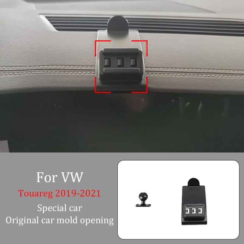 

Car Phone Holder For VW Touareg 2019-2021 Wireless Charger Automatic Clamping 360° Rotating Navigation Bracket