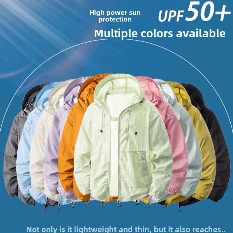 UPF50+ Women Ice Silk UV Protection Sun Protection Clothing Fishing Jacket Hooded Skin Coat Ultra-Light Breathable Sports Jacket