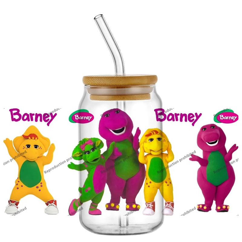 

Новый дизайн Barney and Friends УФ DTF Cup Wraps для 16 унций Водонепроницаемая УФ-переносная наклейка DTF Очки Кружка DIY Наклейка Мультяшная пленка