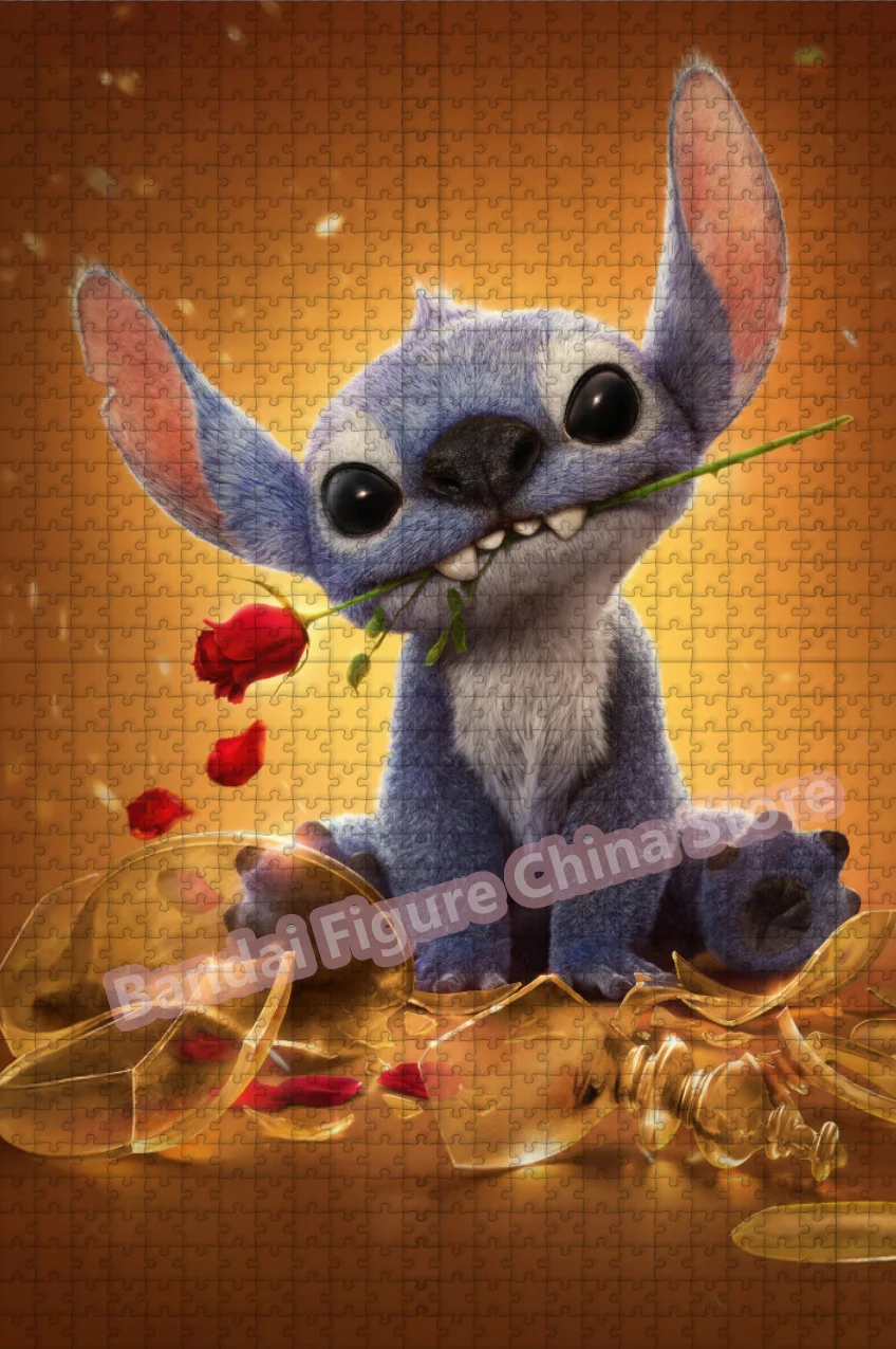 디즈니 영화 릴로와 스티치 프린트 퍼즐 108/200/300/500/1000 조각 미녀와 야수 직소 퍼즐 감압 장난감 선물