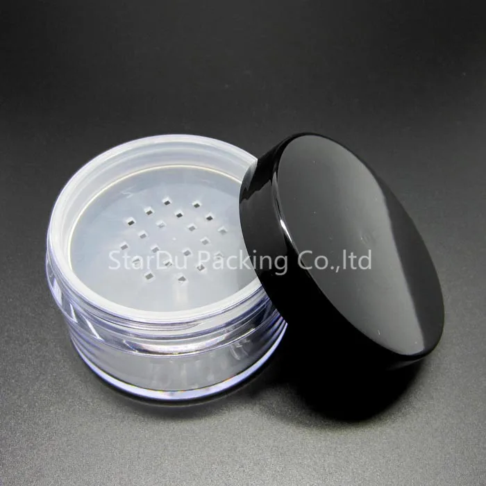 1000pcs/lot 20ml Jar, 20cc Jar With Sifter And Puff , Cosmetic Bottle With Black Lids Wholesale