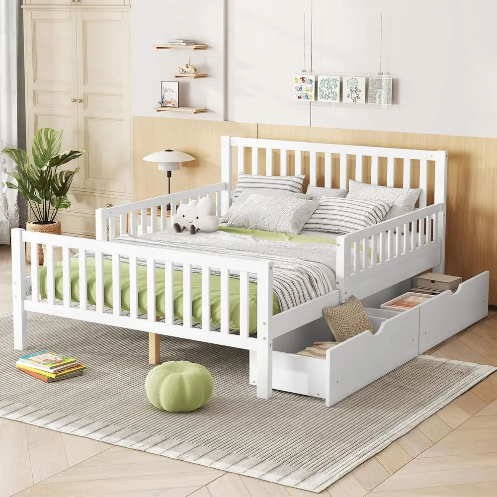 

Каркас кровати размером с ящиками для хранения вещей, деревянные каркасы кровати для детей, полный каркас кровати с изголовьем и изножьем, пружина коробки не требуется