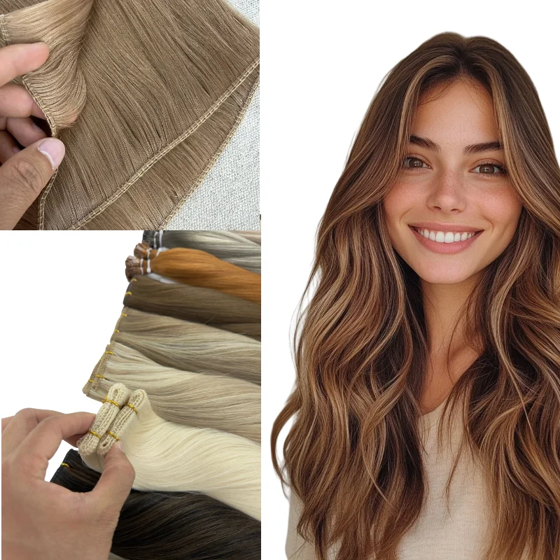 

100% Human Virgin Hair Super Genius Weft 20inch 100g #RDB #P9-613 Pre Stitched Hair Extensions High Density & Invisible Wholesal