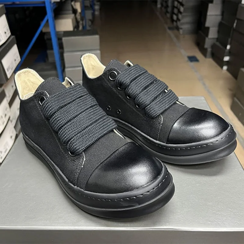 

Брендовая повседневная мужская обувь Jumbo на шнуровке, парусиновые низкие кеды, черные дизайнерские кроссовки на толстой подошве, роскошные качественные уличные женские кроссовки на плоской подошве