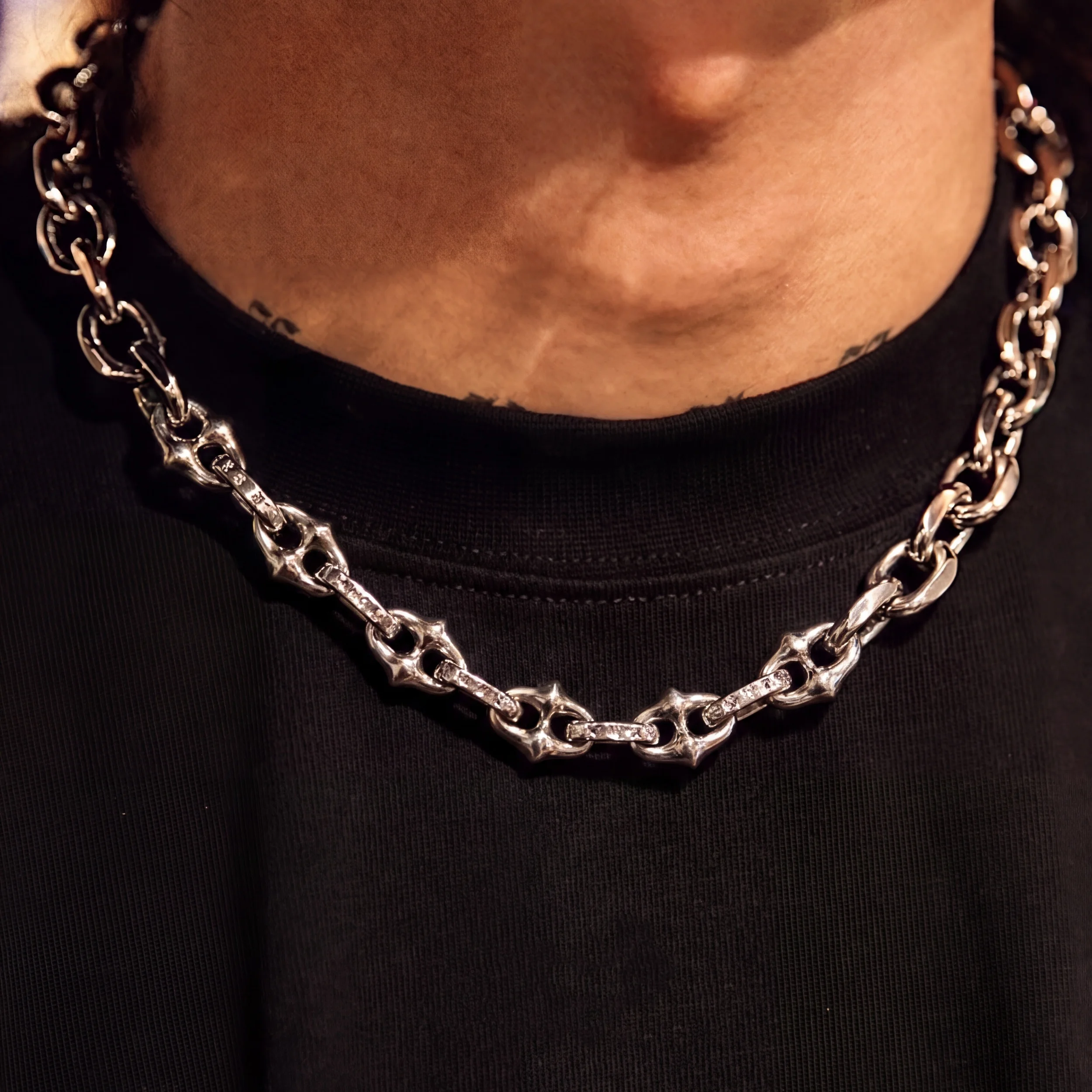  Y2K Gothic Punk Spike Link Kettchen Halskette Silber Dicke Kette Verstellbar Hip Hop Streetwear Unisex Modeschmuck – Detail 5