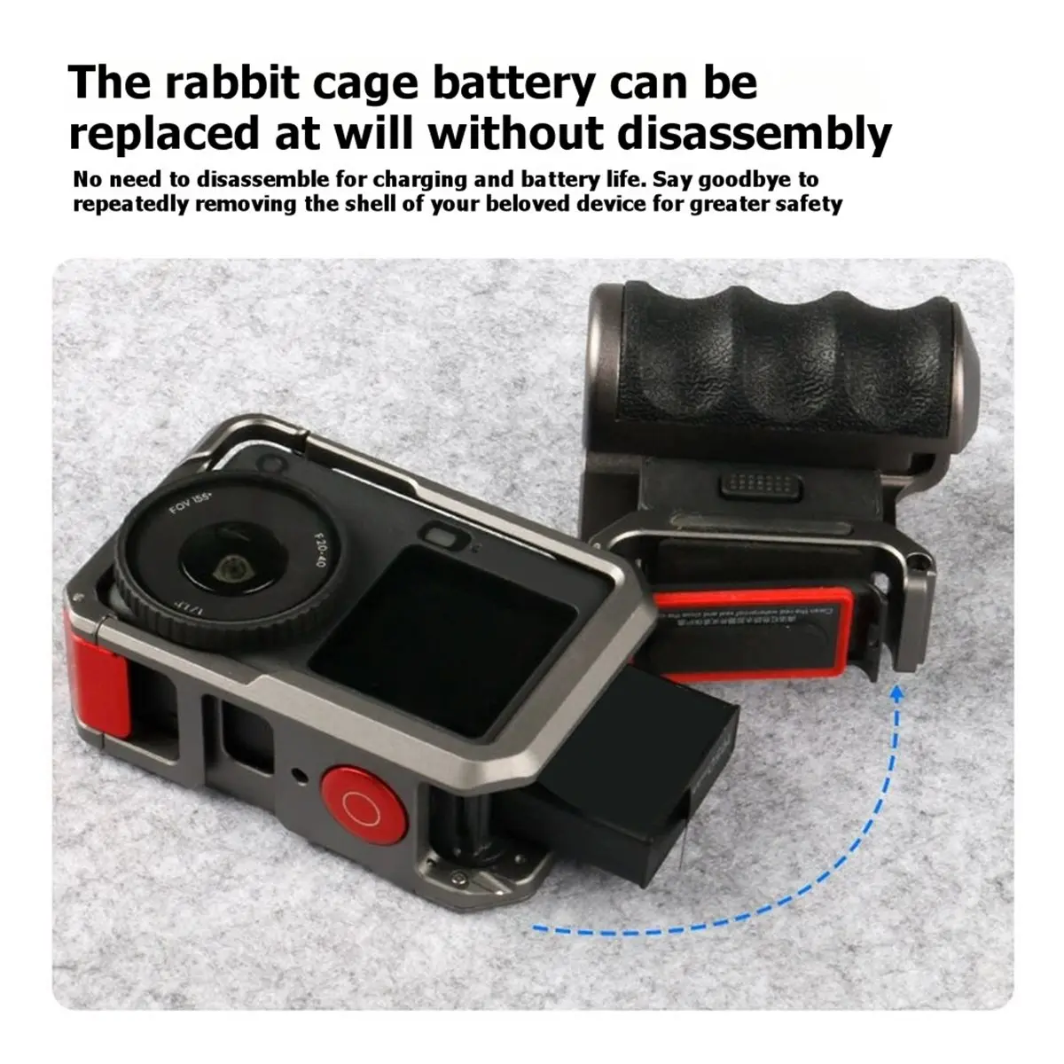 For Action 4 5 Pro Metal Camera Cage Expansion Adapter with Handle Grip Set Protective Aluminum Housing