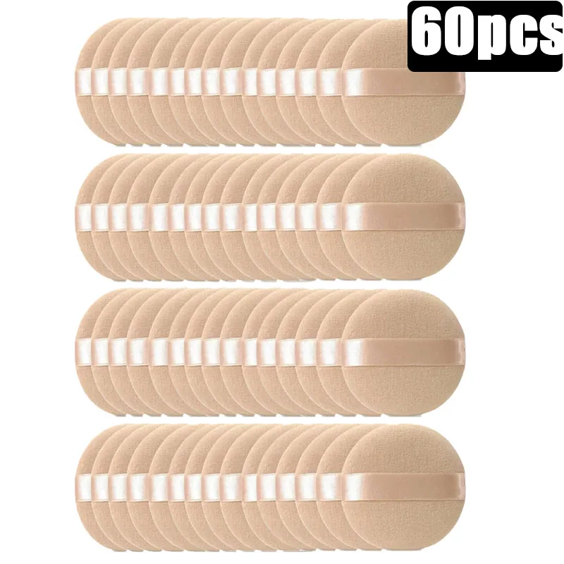 5/10/20/30/60 個プロフェッショナルラウンドフェイスパウダーファンデーションメイクアップパフポータブルソフト化粧品パフファンデーションメイクアップスポンジ