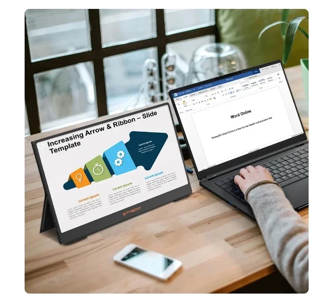 GTMEDIA 14 Inch Portable Monitor FHD 1080P IPS Laptop External Screen Gaming Computer Display for Ps4 Ps5 Switch Xbox PC Phone