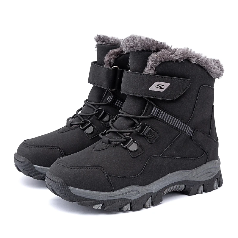 Inverno Crianças Neve Botas Quentes Sapatos De Pele Meninos Sapatilha De Caminhadas De Borracha Sapato Moda Infantil Sapatos Botas De Couro