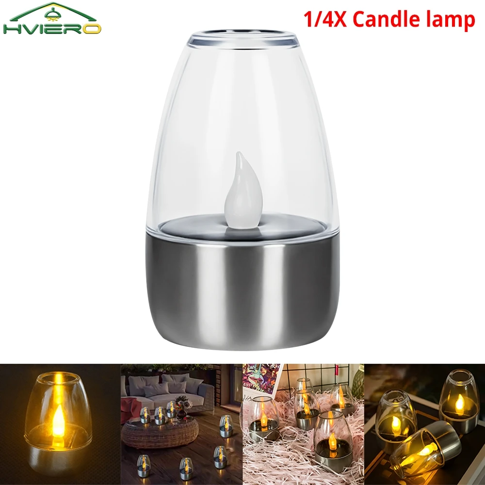 

1/4PCS Rechargeable Night Lights LED Solar Candles Light Flameless for Wedding Party Garden Decoration Outdoor Waterproof Lamp