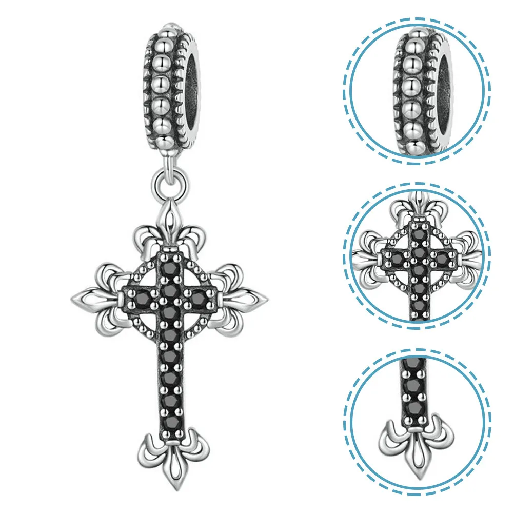 

Vintage Cross Charm Bracelet Pendant Large Hole for Necklace Bangle Jewelry Crafts DIY Gifts Perfect for Key Chain Cellphone